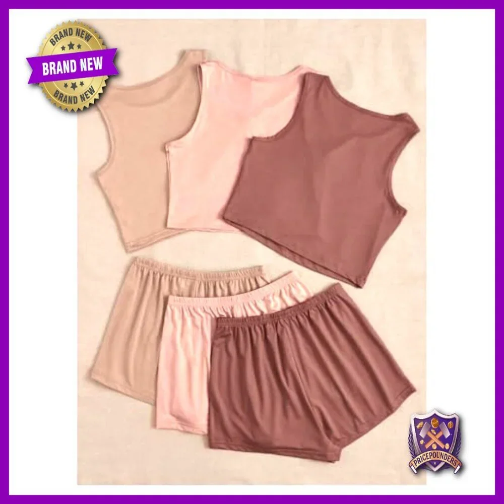 Women's 6-Piece Pajama Set Sleeveless Tank Top and Shorts Sleepwear